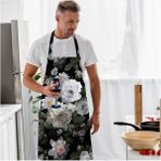 Adawall AP100 Siyah Çiçek Tasarımlı Mutfak Önlüğü