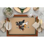 Adawall Home Figüratif At Kumaş Amerikan Servis 4'lü Set 35X50CM - 30 x 50 cm - Renkli