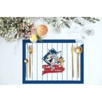 Adawall Home Lacivert Çizgili Tom & Jerry Kumaş Amerikan Servis 4'lü Set 35 x 50 cm