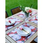 Adawall Home Red & White Rose Kumaş Amerikan Servis 4'lü Set 35X50CM - 35 x 50 cm - Kırmızı