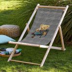 Adawall Picniker Teddy Katlanabilir Fırınlanmış Gürgen Ağacı Süet Kumaş Şezlong