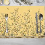 Adawall Sarı Çiçek Detaylı Kumaş Amerikan Servis 4'lü Set 35x50cm