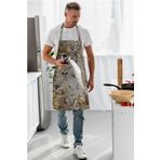 Adawall Sunny Home Kahverengi Design Tavuskuşu Tasarımlı Mutfak Önlüğü