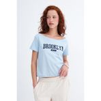 Addax Brooklyn Baskılı Kayık Yaka T-shirt P1943