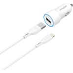 Addison ADS-CC20 USB To Lightning Kablolu 2.4A USB Beyaz Araç Şarj Cihazı