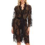Addrosee Seksi Dantel Kimono Elbise Derin V Boyun Boudoir S-4XL Kadınlar için İç Çamaşırı Siyah L Babydoll Pijama Gecelik