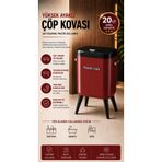ADEFCO 20 LT Yüksek Ayaklı Çöp Kovası – Kayar Kapaklı, Modern Tasarım, Kırmızı