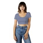 ADEGO Mavi Havuz Yaka Fitted/vücuda Oturan Kısa Kol Crop Tişört