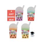 Adel 4 ADET DESENLİ SİLGİ BUBBLE TEA ADEL YERLİ ÜRETİM