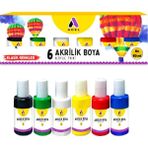 Adel Akrilik Boya Ana Renkler 6 Renk 6 x 60 ml - Renkli
