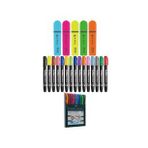 Adel - Artline - Faber Castell 30 Renk Fosforlu Kalem Seti + Inn Boyanabilir Kalemlik Hediyeli