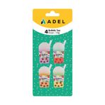 Adel Bubble Tea Silgi 4'lü Set,Toz Bırakmayan,Parçalanmaz,Eğlenceli Tasarım,Blister Ambalaj