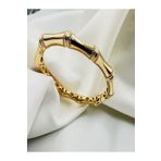 Adel Gold 14 Ayar Altın Kadın Taslı Bambu Kemik Şekli Kelepce Bilezik-24,21 Gr