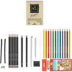 Adel Yayınları Eskiz Set 27 Parça Set 6 + Dereceli Kalem + Kuru Boya + A5 Defter + Hamur Silgi + Kömür + Füzen - Renkli - Standart