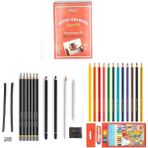 Adel Yayınları Eskiz Set 27 Parça Set 8 + Dereceli Kalem + Kuru Boya + A5 Defter + Hamur Silgi + Kömür + Füzen - Renkli - Standart