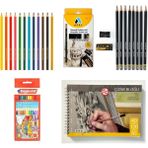 Adel Yayınları Grafiti Dereceli Çizim Eskiz Kalem Seti 8'li - Renkli Kuru Boya ve A5 Defter - Standart