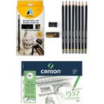 Adel Yayınları Grafiti Dereceli Çizim Eskiz Kalem Seti 8'li ve Canson 25X35 Defter - Renkli - Standart