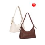 Adelina Bags 2'li Çanta Paketi Kadın Baget Günlük Krem ve Bordo El ve Omuz Çantası İki Çanta