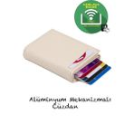 Adelina Bags Adelina Bej Nova Deri Mekanizmalı Otomatik Kızaklı Kartlık Cüzdan (7CMX10CM)