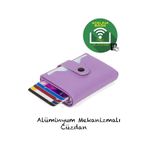 Adelina Bags Adelina Lila Nova Deri Mekanizmalı Çıt Çıtlı Kartlık Cüzdan Lila