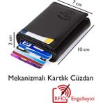 Adelina Erkek Siyah Mekanizmalı Otomatik Kızaklı Kartlık Cüzdan (7CMX10CM)