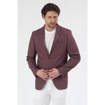 Adelmiro Erkek Bordo Yazlık Mono Yaka Slim Fit Keten Görünümlü Blazer Ceket Bordo 52
