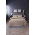 Adelya Jakarlı Saten Çift Kişilik Nevresim Takımı Bej (6 Parça) - Beyaz - 200 x 220 cm