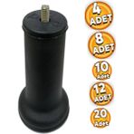 Adem Koç Dekoratif Mobilya Baza Ayağı 3/8 Kalın Diş 15 cm Texture Siyah 12 Adet..