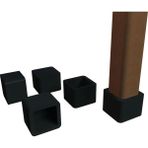 Adem Koç Plastik 30X30 mm Kare Pvc Sandalye Profil Ayak Pabucu Sessiz Yumuşak - Kahve (4 Adet) - Siyah