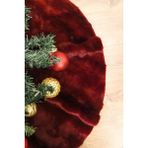 Aden Çam Ağacı Ayak Halısı Örtüsü, Yılbaşı Ağacı Altı Örtüsü Peluş Bordo, Bubble Halı 100X100 cm - 100 x100 cm