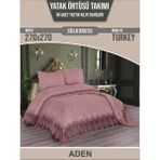 Aden Çift Kişilik Fransız Dantelli Şönil Yatak Örtüsü (260x260) (Gülkurusu) - 260 x 260 cm - Gül Kurusu