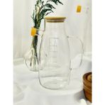 Aden Glass Bambu Kapaklı 1000 ml Cam Yağdanlık Zeytinyağı & Sıvı Yağ Şişesi Tezgah Düzeni & Şıklık 1 Adet - Şeffaf - 1 lt