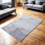 Aden Kaymaz Taban Halı, Aden Neva, Yumuşak Dokulu Dot Taban Peluş Halı (Gri - 80 x 300 cm)