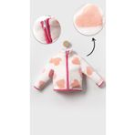 aden kids Kışın Sıcacık! Kız Çocuk Büyük Peluş Hırka - Kalp Desenli Fermuarlı Çocuk Mont Modeller