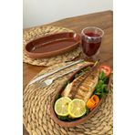 AdenArt 6'lı Toprak Sırlı Kayık Balık Güveci-balık Tavası 27x13x4 (EV TİPİ FIRIN IÇİN)