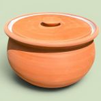 AdenArtpottery Sırlı Toprak Yoğurt Mayalama Tenceresi-Güveci 2,5 Lt Küçük Boy - Turuncu