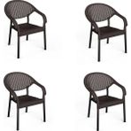 Adet Bambu Plastik Rattan Bahçe Balkon Teras Sandalyesi Gizli Metal Profil Ayaklı Kollu Sandalye B