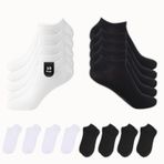 ADG SOCKS 10 çift spor ayakkabı çorabı, erkek, kadın, üniseks, nefes alan kısa yarım çorap, ayak bileği çorabı, koşu çorabı, numaralar 35 – 38, 39 – 42, 43 – 46 – Basic çorap, beyaz, siyah, spor