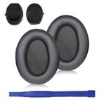 Adhiper WH-1000XM3 Kulak Yastığı için Sony WH-1000XM3 Kulaklıklar,Kulaklık Kapakları/Kulak Yastıkları ile Birinci Sınıf Protein Deri&Ses Geçirmez Sünger(Siyah)