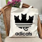 Adicats Tasarım, Tote Bag, Kalın, Bez Çanta, Omuz Çanta, Kedi Tasarım Kanvas Çanta - 10D-Krem