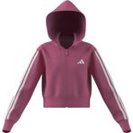 adidas 3 Stripes French Terry Full Zip Kapüşonlu Ceket Kız Çocuk, 128, 01-JY4983-6, Pembe, kız-çocuk