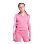 adidas 3 Stripes French Terry Full Zip Kapüşonlu Ceket Kız Çocuk, 9-10 Yıl, 01-JY4983-6, Pembe, kız-çocuk