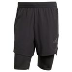 adidas Erkek 2'si 1 arada Power Şort, Siyah / karbon, S