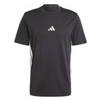 adidas Erkek Essentials 3 Çizgili Tek Jarse Tişört Gömlek, Siyah/beyaz, M