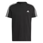 adidas Erkek Essentials 3 Çizgili Tek Jarse Tişört, Siyah/Beyaz, M, Siyah/Beyaz, M