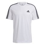 adidas Erkek Essentials 3 Çizgili Tişört, Beyaz/Siyah, XXL