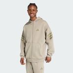 Adidas Future Icons 3 Stripes Kapüşonlu Gri Full Zip Erkek Sweatshirt