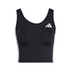 adidas Kadınlar İçin Train Essentials 3-Stripes Crop Atlet XL Siyah Dokuma Kumaş Nefes Alabilir Tasarım