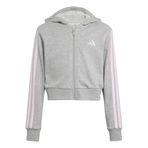 adidas Kız Çocuk JG 3S FT FZ CRO Sweatshirt MGREYH/CLPINK 7-8A