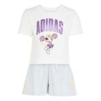 adidas LG DY MI T SET Kız Çocuk SUITS, white/Semi Ice Tangerine, 5-6 Yaş